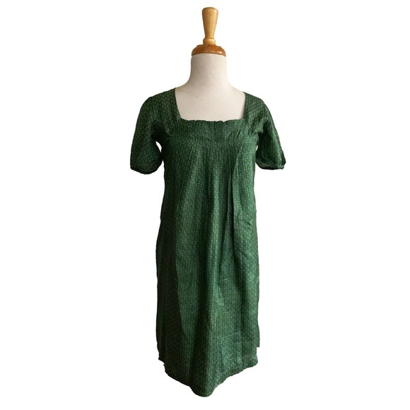 For Joseph Shift Dress Green Print Short Sleeve Square Neck Knee-Length Silk S - Picture 1 of 6